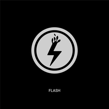 white flash vector icon on black background. modern flat flash from technology concept vector sign symbol can be use for web, mobile and logo.