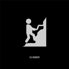 white climber vector icon on black background. modern flat climber from sports and competition concept vector sign symbol can be use for web, mobile and logo.