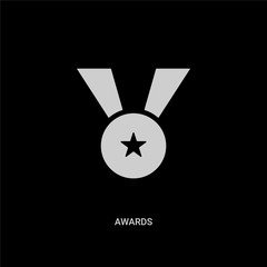 white awards vector icon on black background. modern flat awards from sports and competition concept vector sign symbol can be use for web, mobile and logo.