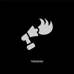 white trending vector icon on black background. modern flat trending from social media marketing concept vector sign symbol can be use for web, mobile and logo.