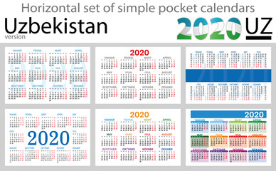 Uzbekistan set of pocket calendars for 2020