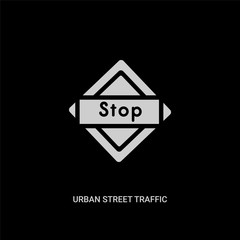 white urban street traffic vector icon on black background. modern flat urban street traffic from signs concept vector sign symbol can be use for web, mobile and logo.