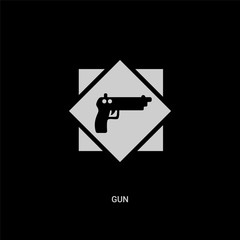 white gun vector icon on black background. modern flat gun from signs concept vector sign symbol can be use for web, mobile and logo.