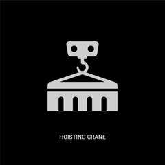 white hoisting crane vector icon on black background. modern flat hoisting crane from signaling concept vector sign symbol can be use for web, mobile and logo.