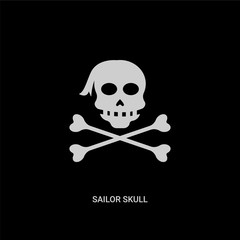 white sailor skull vector icon on black background. modern flat sailor skull from shapes concept vector sign symbol can be use for web, mobile and logo.