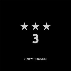 white star with number three vector icon on black background. modern flat star with number three from shapes concept vector sign symbol can be use for web, mobile and logo.
