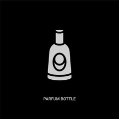 white parfum bottle vector icon on black background. modern flat parfum bottle from shapes concept vector sign symbol can be use for web, mobile and logo.