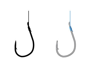 Set of  Fishing Hooks Types of Fishing Hooks isolated on white background vector