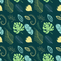 Botanical illustration, seamless pattern