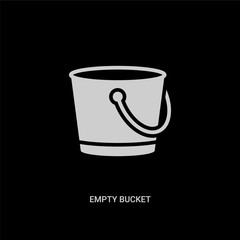 white empty bucket vector icon on black background. modern flat empty bucket from shapes concept vector sign symbol can be use for web, mobile and logo.