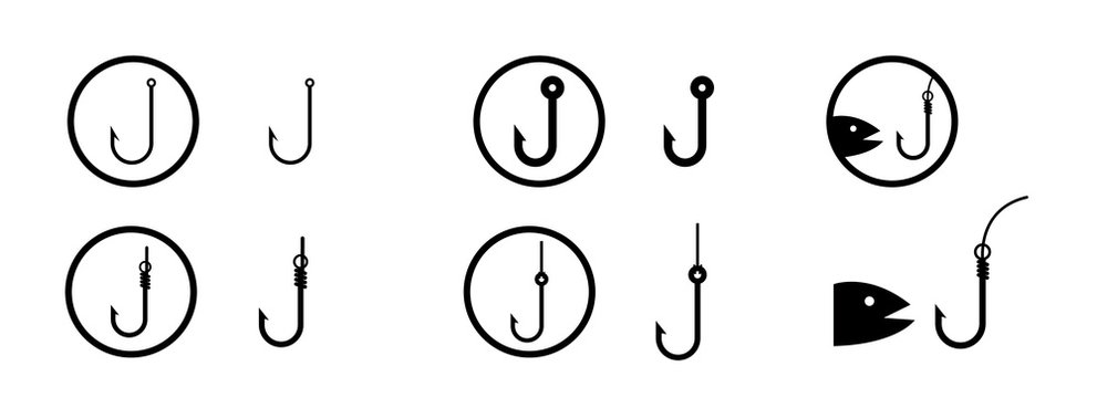 set of Icon Fishing Hooks symbol of Fishing Hooks isolated on white background vector