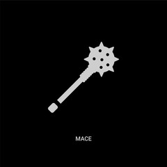 white mace vector icon on black background. modern flat mace from security concept vector sign symbol can be use for web, mobile and logo.