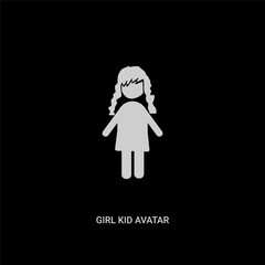white girl kid avatar vector icon on black background. modern flat girl kid avatar from people concept vector sign symbol can be use for web, mobile and logo.
