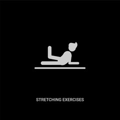 white stretching exercises vector icon on black background. modern flat stretching exercises from people concept vector sign symbol can be use for web, mobile and logo.