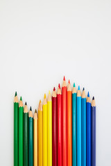Colorful wooden pencils for drawing on white