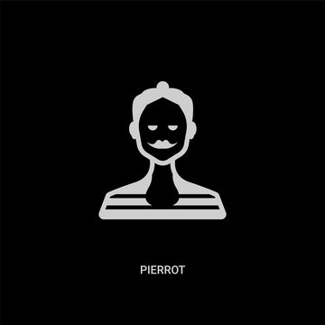 white pierrot vector icon on black background. modern flat pierrot from people concept vector sign symbol can be use for web, mobile and logo.