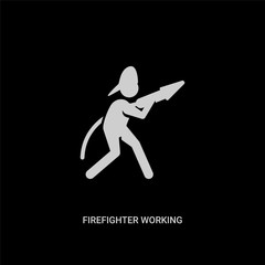 white firefighter working vector icon on black background. modern flat firefighter working from people concept vector sign symbol can be use for web, mobile and logo.