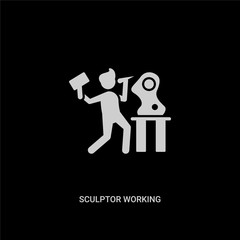 Fototapeta premium white sculptor working vector icon on black background. modern flat sculptor working from people concept vector sign symbol can be use for web, mobile and logo.
