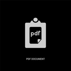 white pdf document vector icon on black background. modern flat pdf document from education concept vector sign symbol can be use for web, mobile and logo.