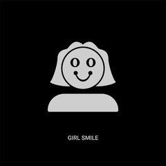 white girl smile vector icon on black background. modern flat girl smile from people concept vector sign symbol can be use for web, mobile and logo.