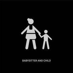 white babysitter and child vector icon on black background. modern flat babysitter and child from people concept vector sign symbol can be use for web, mobile and logo.