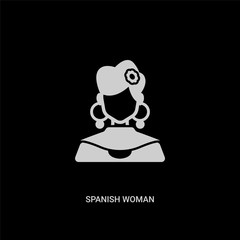 white spanish woman vector icon on black background. modern flat spanish woman from people concept vector sign symbol can be use for web, mobile and logo.