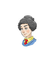 girl character portrait isolated from white background