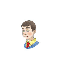 boy character portrait isolated from white background