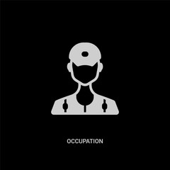 white occupation vector icon on black background. modern flat occupation from people concept vector sign symbol can be use for web, mobile and logo.