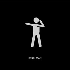white stick man vector icon on black background. modern flat stick man from people concept vector sign symbol can be use for web, mobile and logo.