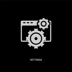 white settings vector icon on black background. modern flat settings from other concept vector sign symbol can be use for web, mobile and logo.