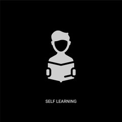 white self learning vector icon on black background. modern flat self learning from other concept vector sign symbol can be use for web, mobile and logo.