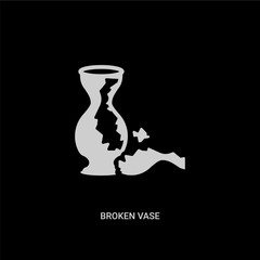 white broken vase vector icon on black background. modern flat broken vase from other concept vector sign symbol can be use for web, mobile and logo.