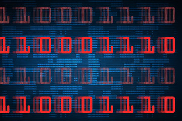 2d illustration abstract digital binary data on computer screen