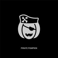 white pirate pumpkin vector icon on black background. modern flat pirate pumpkin from other concept vector sign symbol can be use for web, mobile and logo.