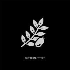 white butternut tree vector icon on black background. modern flat butternut tree from nature concept vector sign symbol can be use for web, mobile and logo.