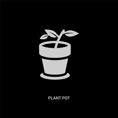 white plant pot vector icon on black background. modern flat plant pot from nature concept vector sign symbol can be use for web, mobile and logo.