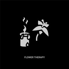 white flower therapy vector icon on black background. modern flat flower therapy from nature concept vector sign symbol can be use for web, mobile and logo.