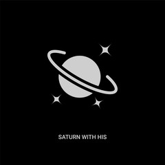 white saturn with his ring vector icon on black background. modern flat saturn with his ring from nature concept vector sign symbol can be use for web, mobile and logo.