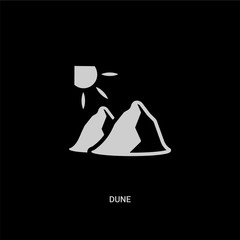 white dune vector icon on black background. modern flat dune from nature concept vector sign symbol can be use for web, mobile and logo.