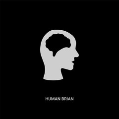white human brian vector icon on black background. modern flat human brian from nature concept vector sign symbol can be use for web, mobile and logo.
