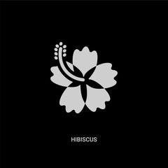 white hibiscus vector icon on black background. modern flat hibiscus from nature concept vector sign symbol can be use for web, mobile and logo.