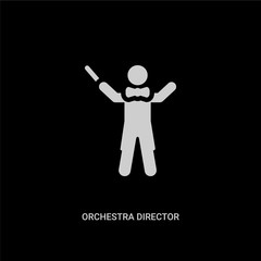 white orchestra director with stick vector icon on black background. modern flat orchestra director with stick from music concept vector sign symbol can be use for web, mobile and logo.