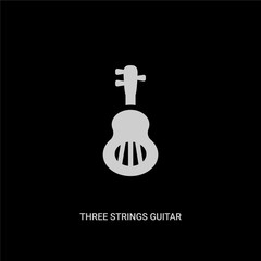 white three strings guitar vector icon on black background. modern flat three strings guitar from music concept vector sign symbol can be use for web, mobile and logo.