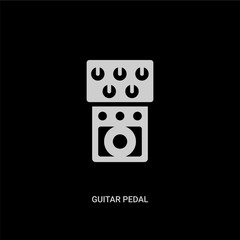 Fototapeta na wymiar white guitar pedal vector icon on black background. modern flat guitar pedal from music concept vector sign symbol can be use for web, mobile and logo.