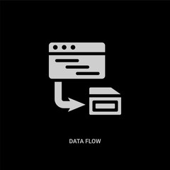 white data flow vector icon on black background. modern flat data flow from multimedia concept vector sign symbol can be use for web, mobile and logo.