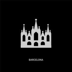 Fototapeta na wymiar white barcelona vector icon on black background. modern flat barcelona from monuments concept vector sign symbol can be use for web, mobile and logo.