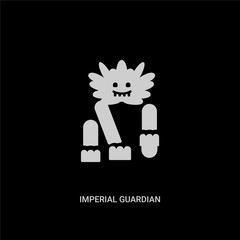 white imperial guardian lion vector icon on black background. modern flat imperial guardian lion from monuments concept vector sign symbol can be use for web, mobile and logo.