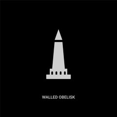 Fototapeta na wymiar white walled obelisk vector icon on black background. modern flat walled obelisk from monuments concept vector sign symbol can be use for web, mobile and logo.