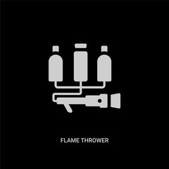 white flame thrower vector icon on black background. modern flat flame thrower from miscellaneous concept vector sign symbol can be use for web, mobile and logo.
